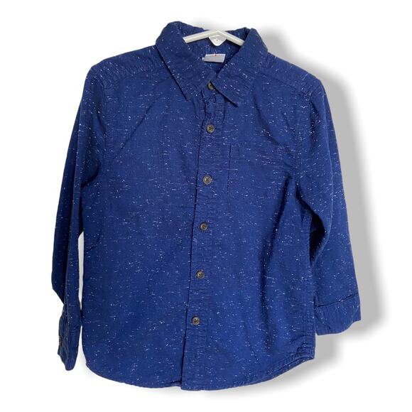 Gymboree Boys Shirt Size XS 4 Snowflake Fun Western Blue Nubby Fabric Button Up - Picture 3 of 6